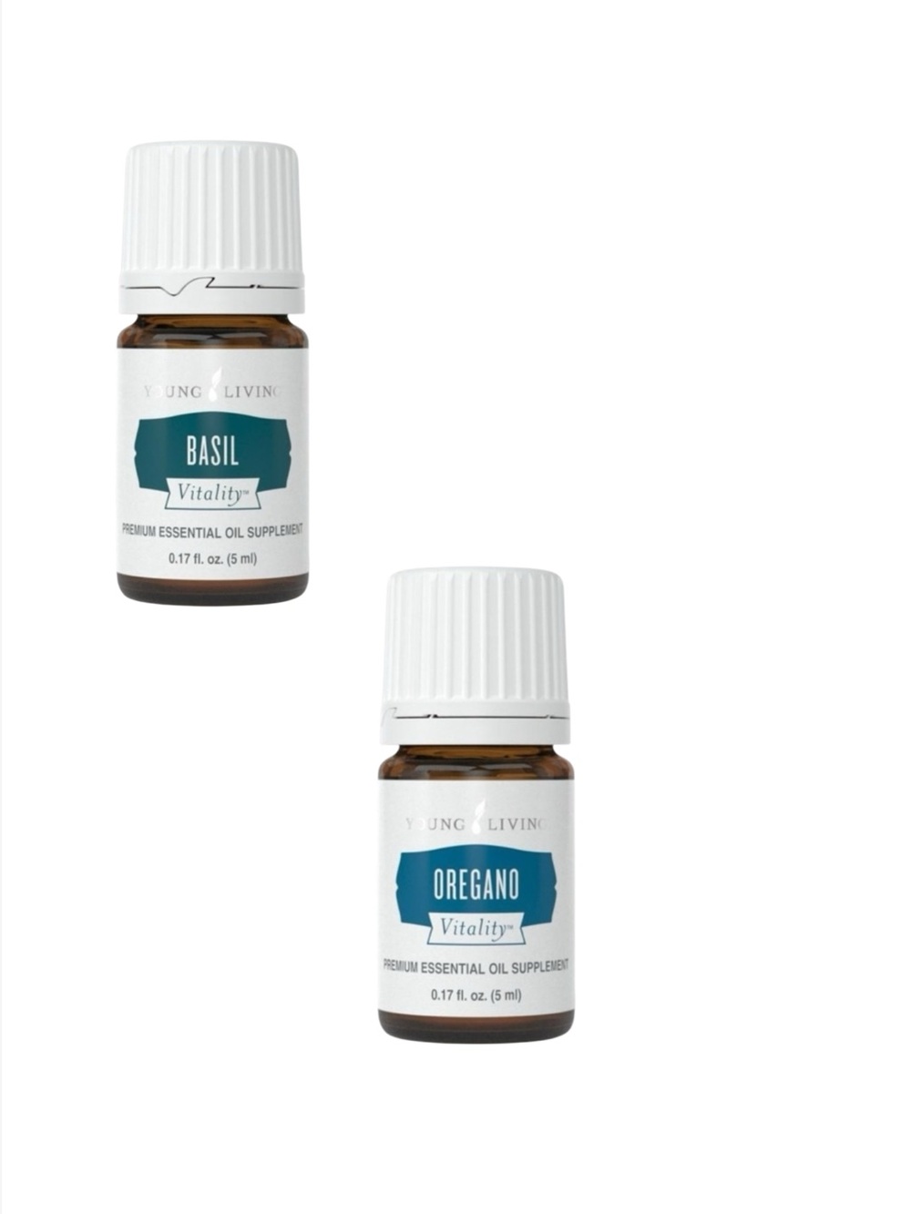 Young Living Vitality Essential Oils in Basil and Oregano 5ml each NWT